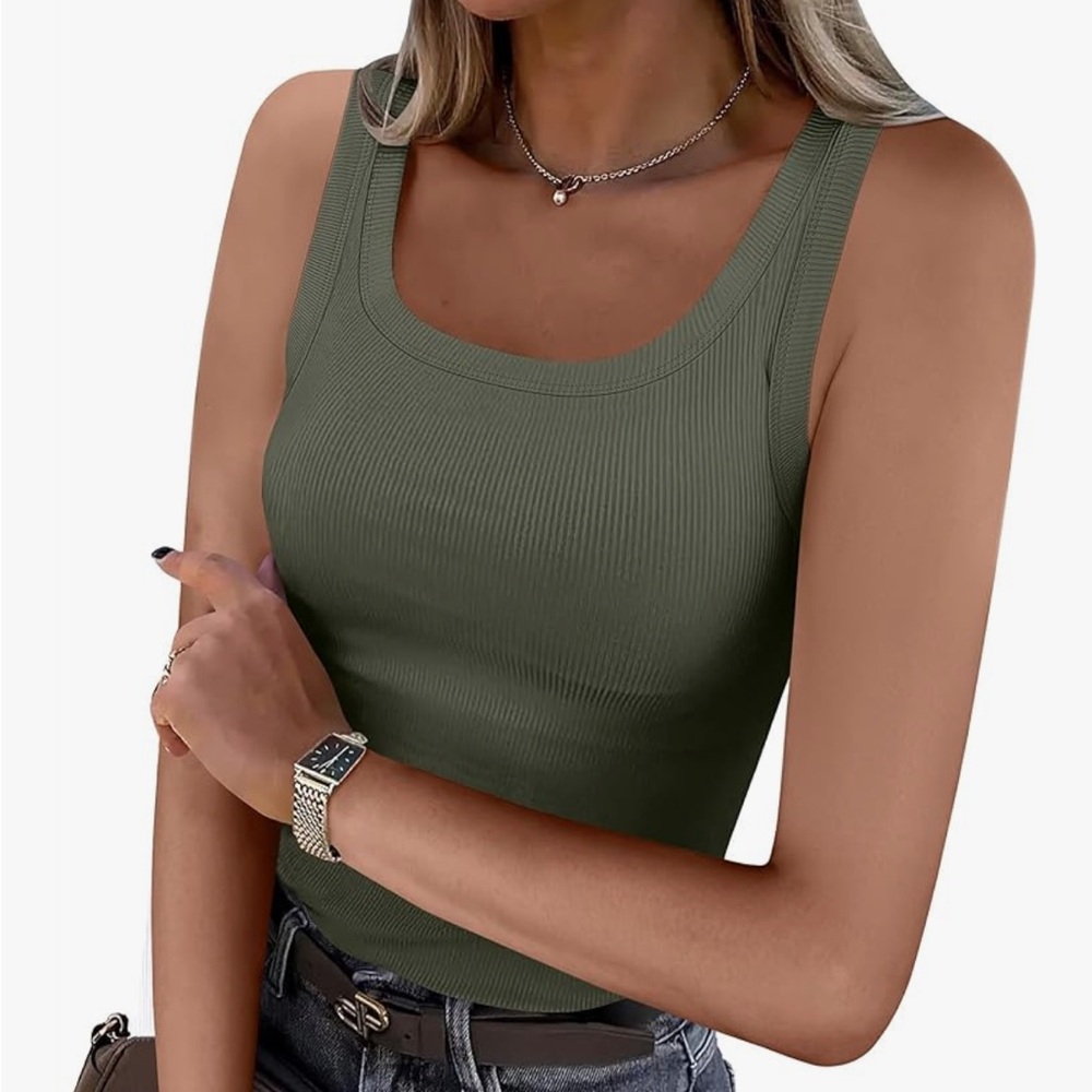NWT: Olive Green Ribbed Tank Top